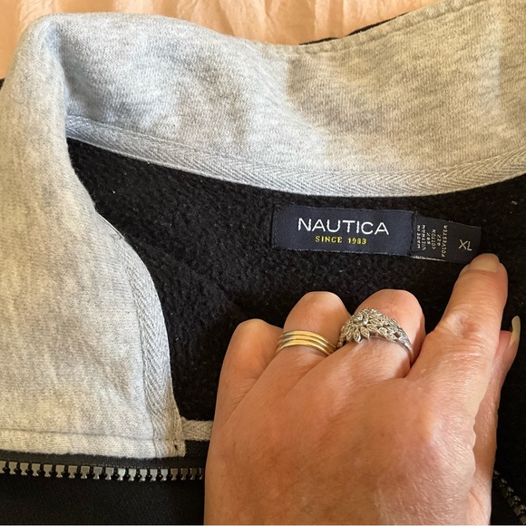 Men’s Nautical Fleece Sweatshirt  Long Sleeve XL Pullover Black Gray - Picture 5 of 6